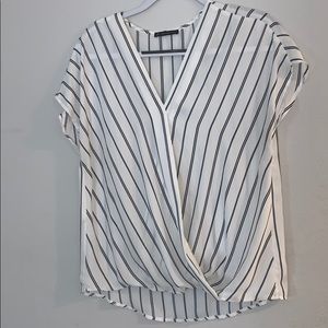 White + Black Striped Blouse